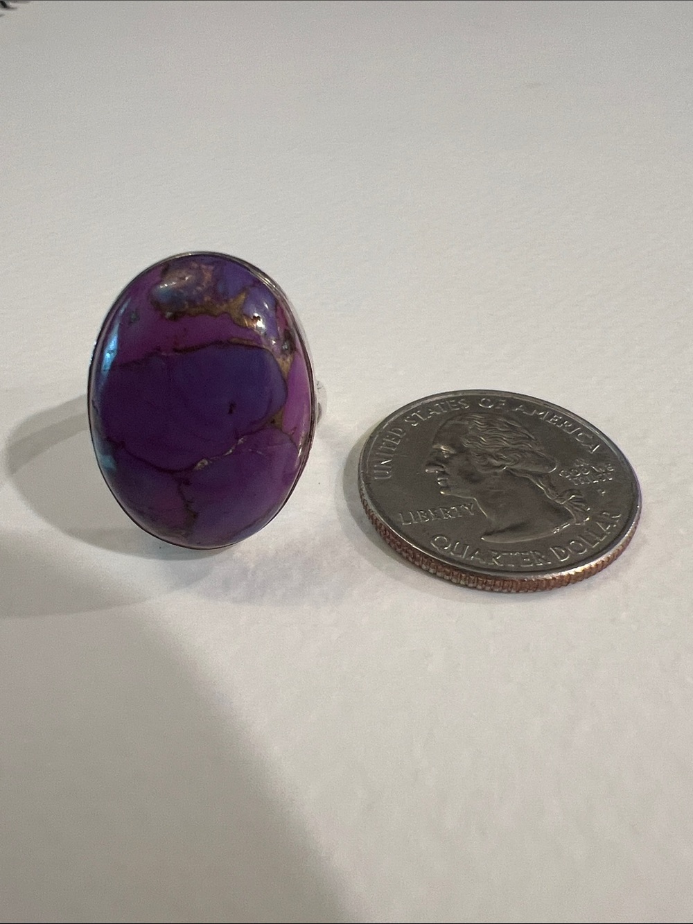 Sterling Silver Purple Mojave Turquoise Statement Ring - Picture 3 of 8